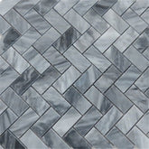 Bardiglio Gray Marble 1x2 Herringbone Mosaic Floor Wall Tile Polished for Kitchen Backsplash Bathroom Flooring Shower Surround Dining Room Entryway Corrido Spa Fireplace